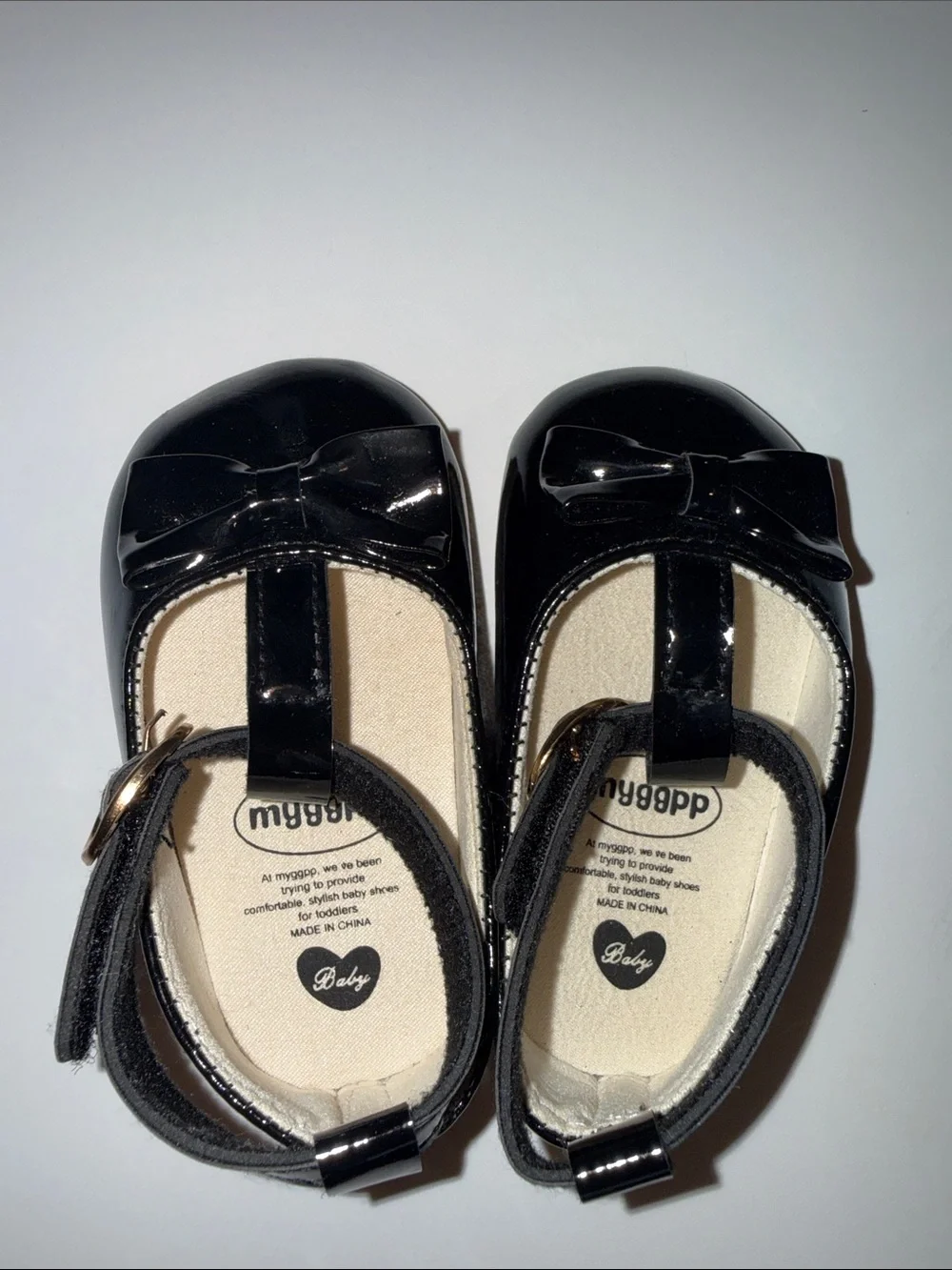 MYGGPP Black Patent T-Strap Mary Jane Baby Shoes Size 5